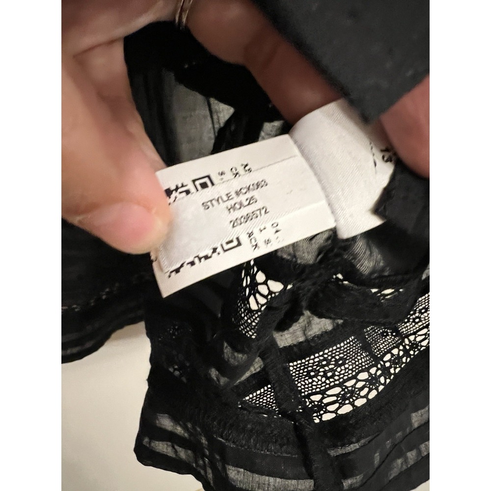 J. Crew Lace-trim Pintuck Top in Cotton Voile Black Size S Cap Sleeves Dainty - Picture 4 of 5
